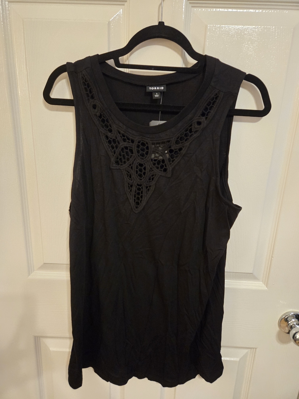 torrid Black Crochet-Trim Sleeveless Tank Top